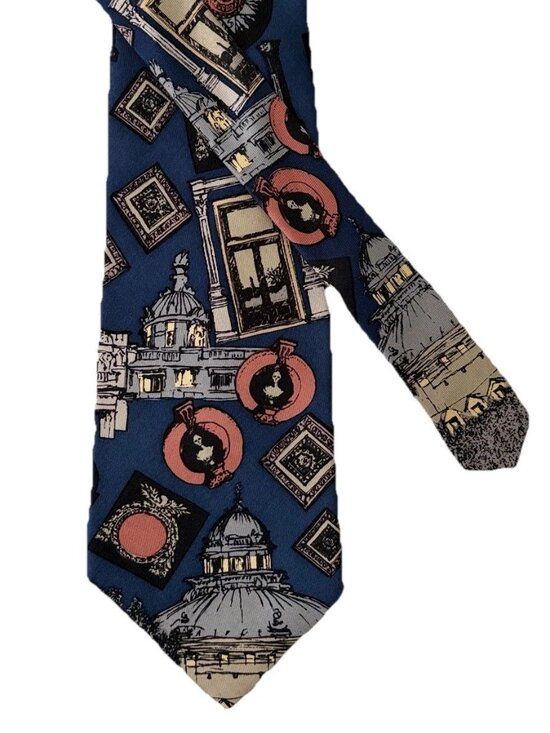 Library of Congress Men's Silk Tie Necktie Blue